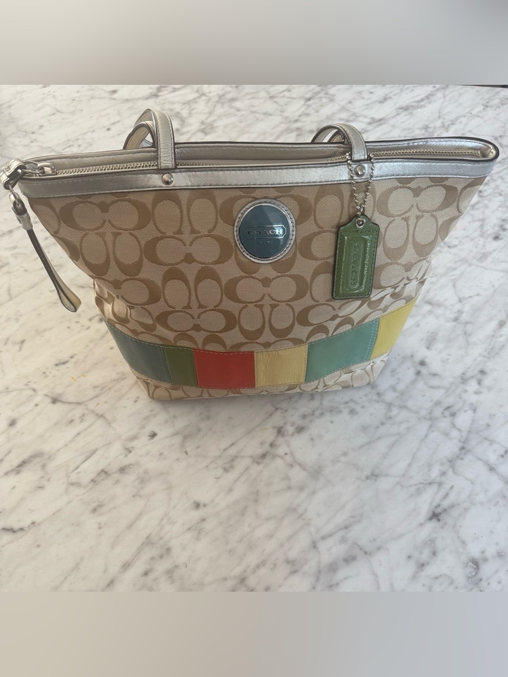 Coach Jacquard Colorblock Signature Tote Shoulder Bag (model F17426)